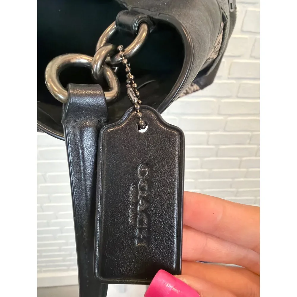 Coach Lexy Patchwork Shoulder Bag Black Snake-Embossed Leather